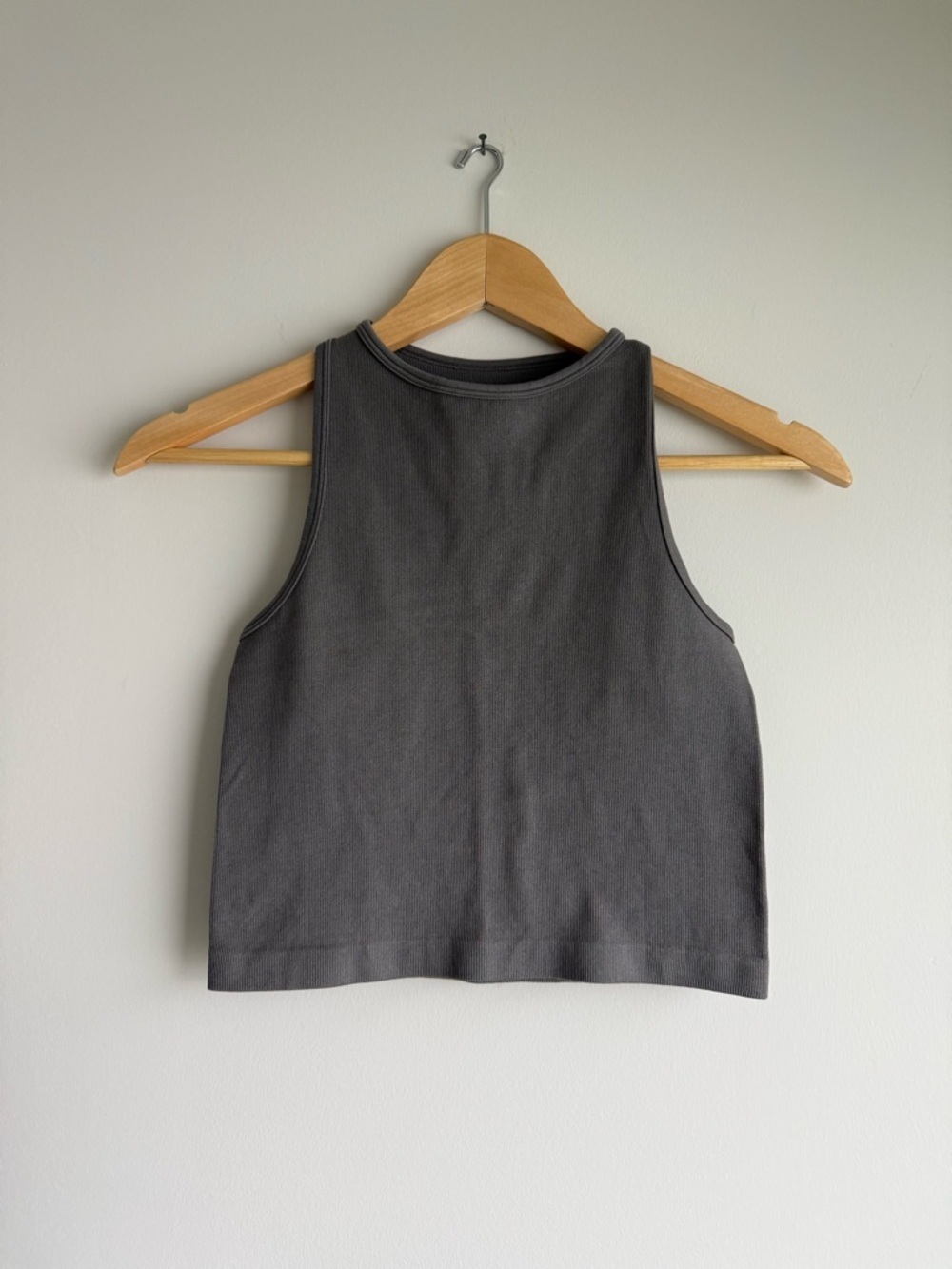 Intimately Free People Hayley Brami Tank XS Gray Ribbed Cropped Racerback - Picture 2 of 6